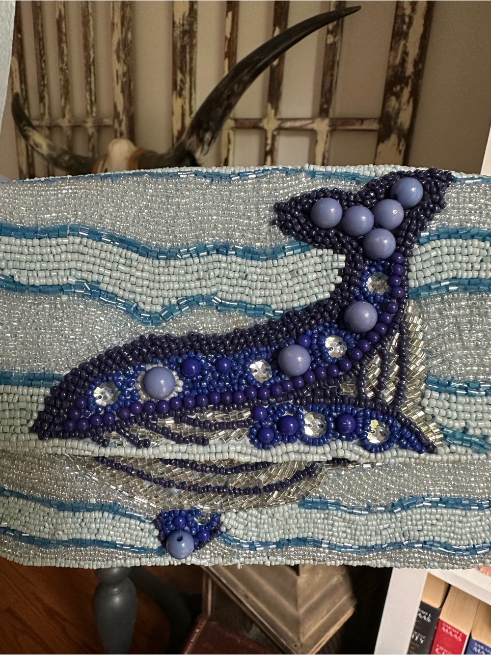NWT Viral Handcrafted In India Blue Whale Beaded Bag with Charm ๐ ๐ ๐ - Picture 3 of 9